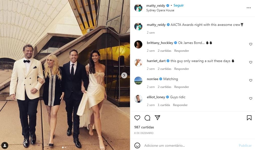 Matt Reid chegou a postar clique recente em que aparece de braços dados com Rebel Wilson em premiação (Foto: Reprodução / Instagram )