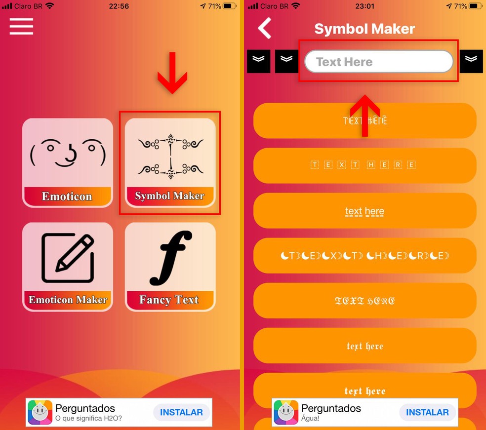 Como fazer nome no Free Fire com o app Cool Text Symbol ...