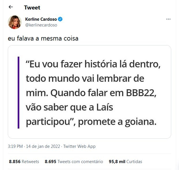 Post de Kerline (Foto: Reprodução/Instagram)
