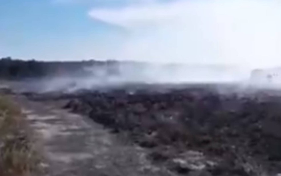 Incêndio atinge reserva indígena da Aldeia Velha, no sul da BA — Foto: Reprodução/TV Santa Cruz
