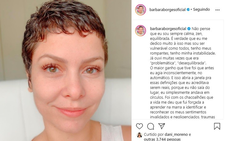 Bárbara Borges reflete sobre processo de autoconhecimento (Foto: Reprodução/Instagram)