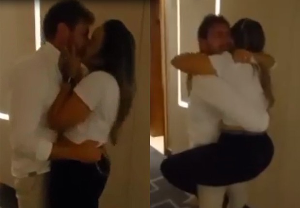Caio Afiune reencontra a noiva, Waléria Mota após ser eliminado do BBB21 (Foto: Reprodução/Instagram)