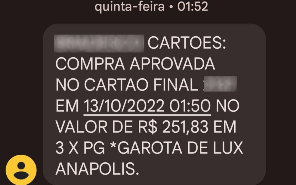 Moradora do RJ, Ked Souza diz que marido recebeu SMS avisando da compra feita em loja de Anápolis, Goiás, e assustou  — Foto: Arquivo pessoal/Ked Souza