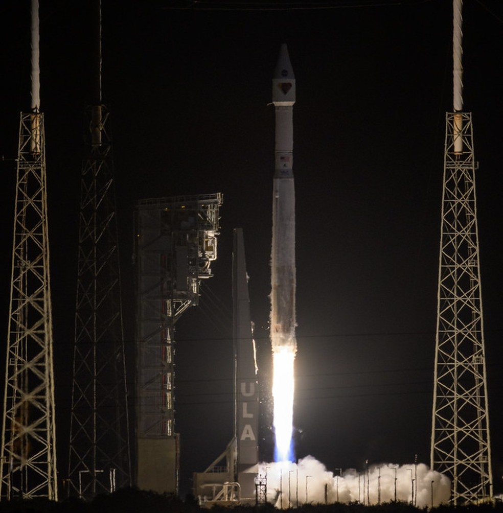 Nave da missão Lucy da Nasa foi lançada da base espacial na Flórida, EUA, na manhã deste sábado (16). — Foto: Nasa