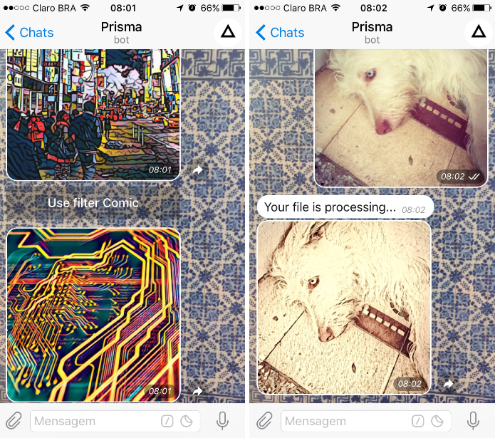 Com o @prismabot é possível aplicar os filtros do app de edição de imagens (Foto: Reprodução/Daniel Ribeiro)