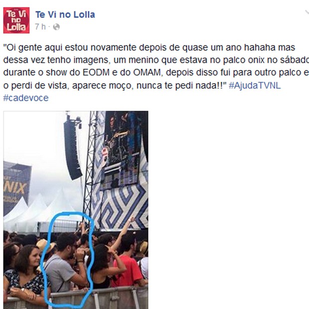 Fãs buscam 'crushes' no Te Vi No Lolla (Foto: Reprodução / Facebook)