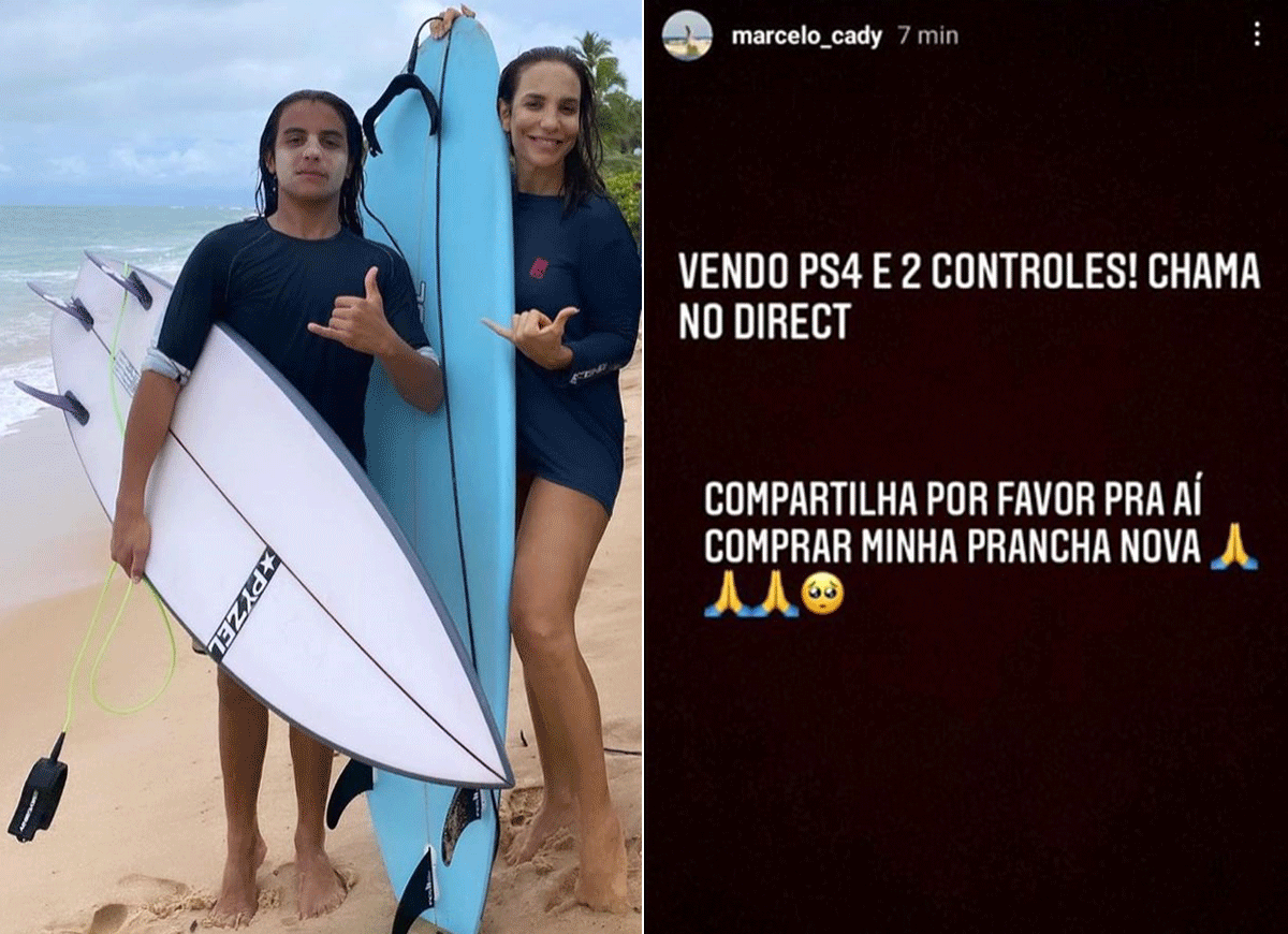 Marcelo, filho de Ivete, põe videogame à venda na web para comprar prancha (Foto: Reprodução/Instagram @centraldafama)