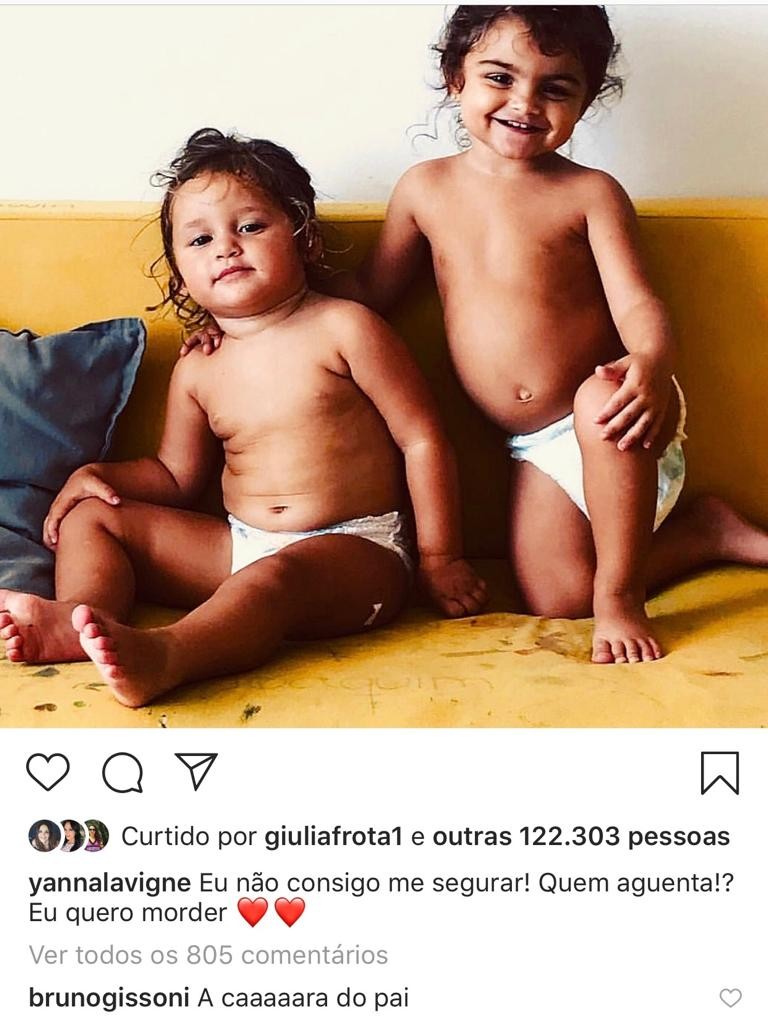 Yanna Lavigne reposta foto de Madalena e Maria e Bruno Gissoni comenta (Foto: Reprodução/Instagram)