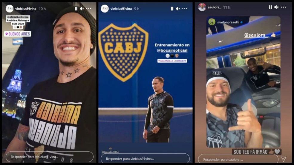 Vina, Marlon e Saulo Mineiro deixaram os registros nas redes sociais — Foto: Reprodução/Instagram