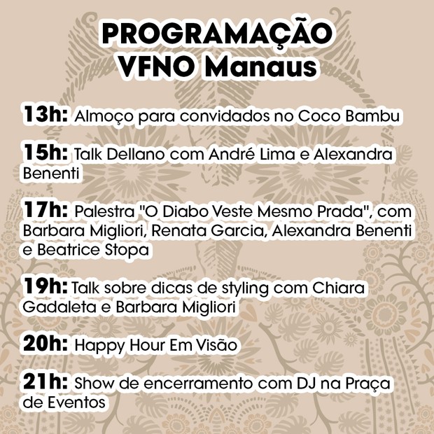 Programação VFNO em Manaus (Foto: Divulgação)