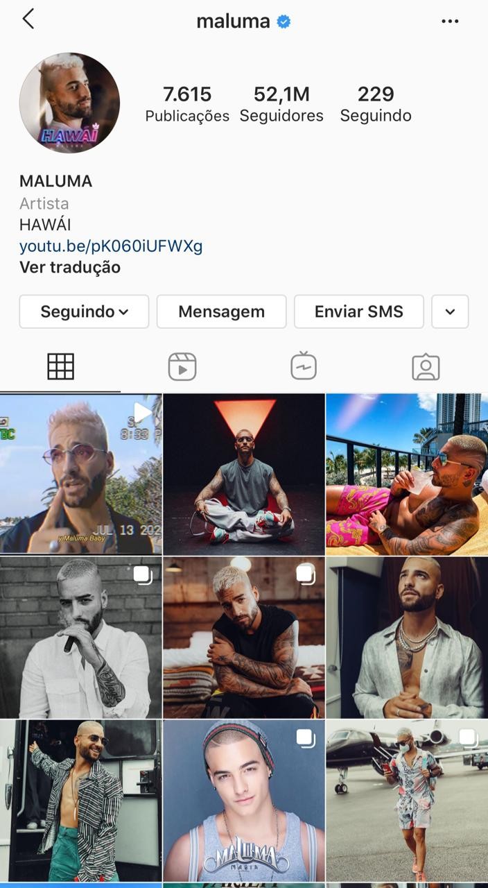 Maluma já está de volta ao Instagram (Foto: Reprodução/Instagram)