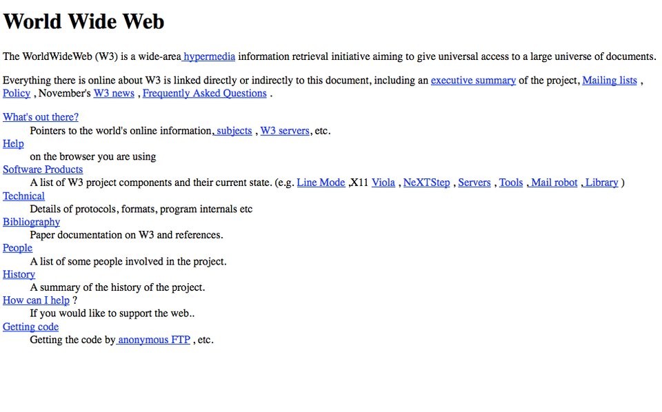 Como era a primeira página da web, lançada em 1989 (Foto: Divulgação)