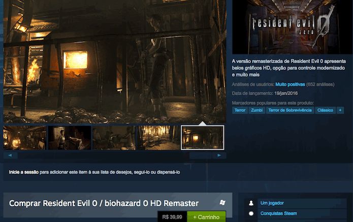 Resident Evil 0 HD: como baixar no PC (Foto: Reprodução/Victor Teixeira)
