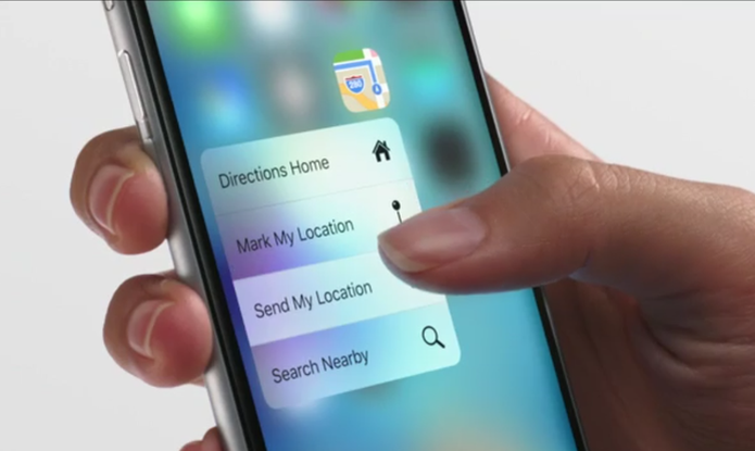 Tecnologia 3D Touch sendo demonstrada no iPhone 6S (Foto: Reprodução/Apple) (Foto: Tecnologia 3D Touch sendo demonstrada no iPhone 6S (Foto: Reprodução/Apple))