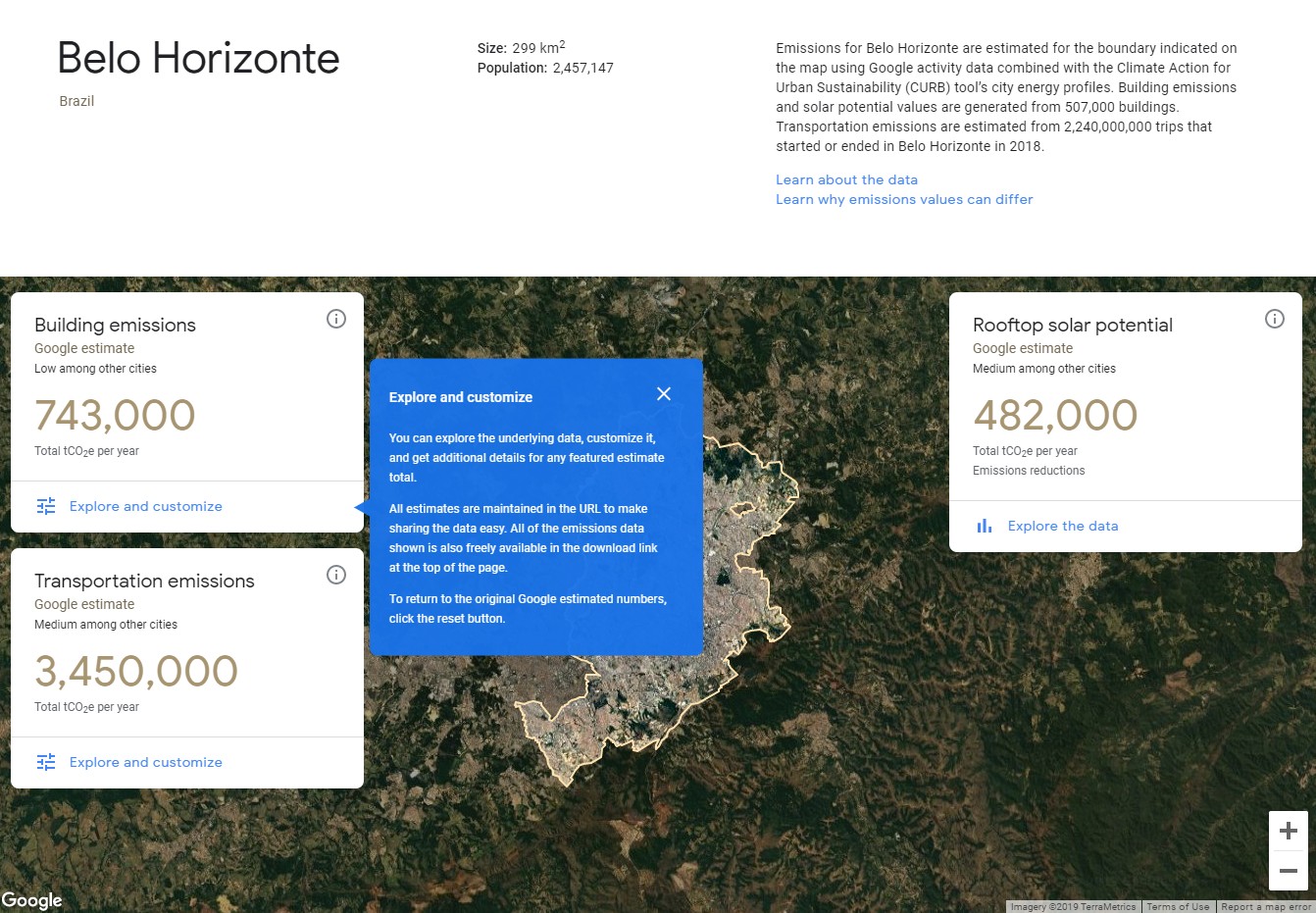 Dados de Belo Horizonte  (Foto: Google)