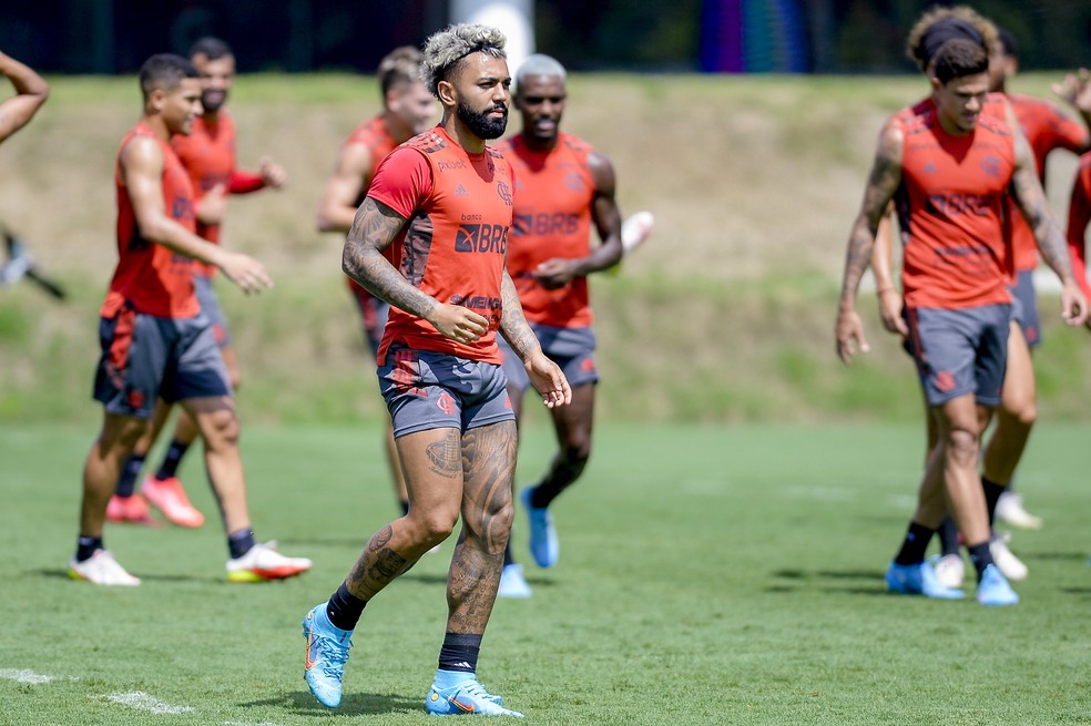 Gabigol no treino do Flamengo desta terça-feira — Foto: Marcelo Cortes/Flamengo