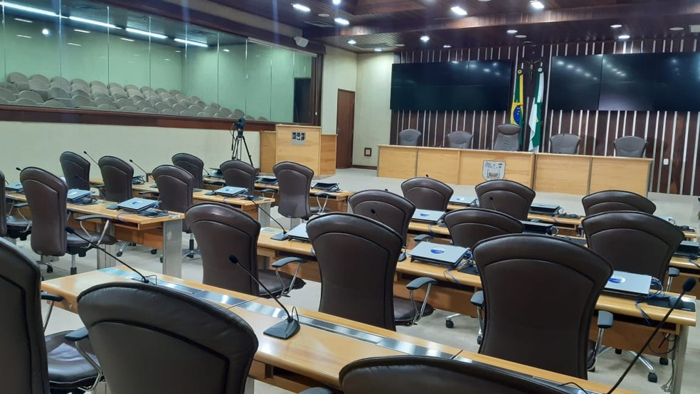 Assembleia Legislativa do Rio Grande do Norte ALRN RN Plenário cadeiras vazias vazio — Foto: Sérgio Henrique Santos/Inter TV Cabugi