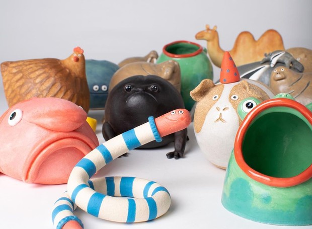 A artista Helen Burgess cria cerâmicas graciosas de animais com expressões faciais divertidas (Foto: Reprodução/Instagram/@ noseymungo)