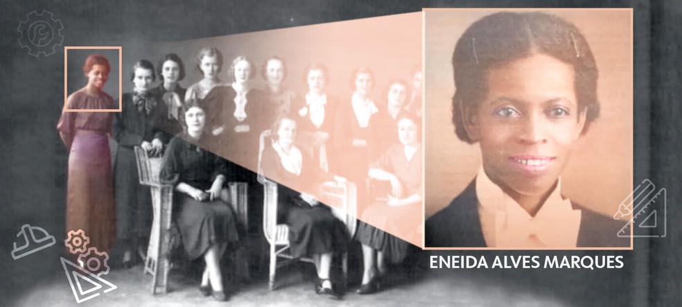 Enedina Marques é a primeira engenheira negra do Brasil; ela se formou na UFPR — Foto: Artes/ g1