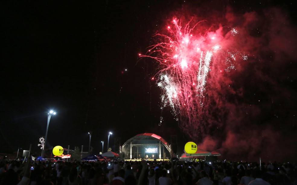 Queima de fogos e apresentaÃ§Ã£o de bandas estÃ£o programados para a entrada de 2019 no Portal da AmazÃ´nia, em BelÃ©m.  â€” Foto: Adriano MagalhÃ£es / DivulgaÃ§Ã£o / Prefeitura de BelÃ©m