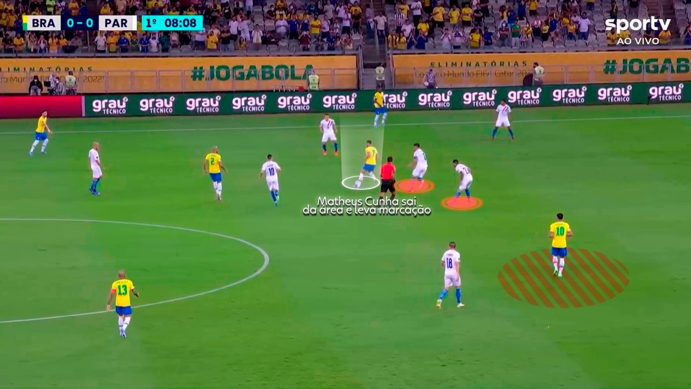 Cunha sai da área, recebe, gira rápido e toca para alguém: contribui além dos gols — Foto: Reproducao