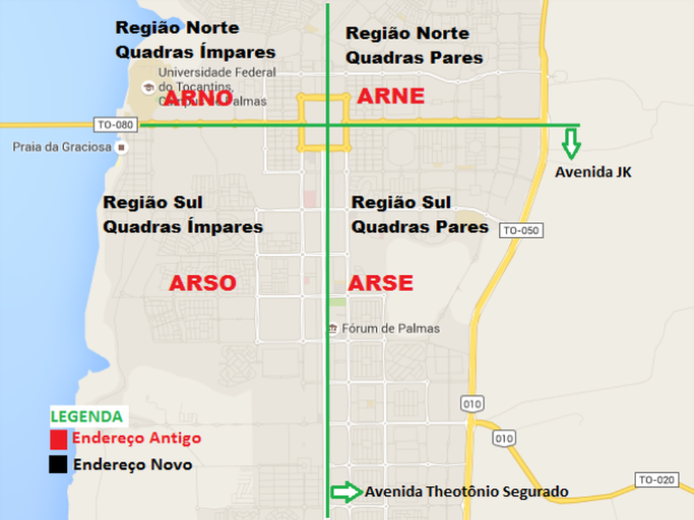 Mapa explica endereços da capital (Foto: Arte/G1)