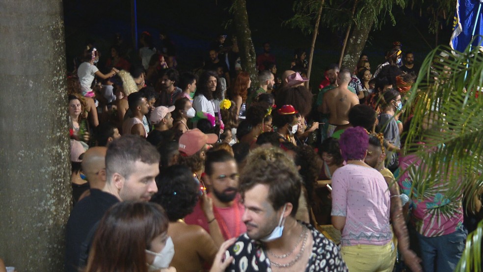 Grupo faz aglomeração em Brasília durante carnaval — Foto: TV Globo/Reprodução