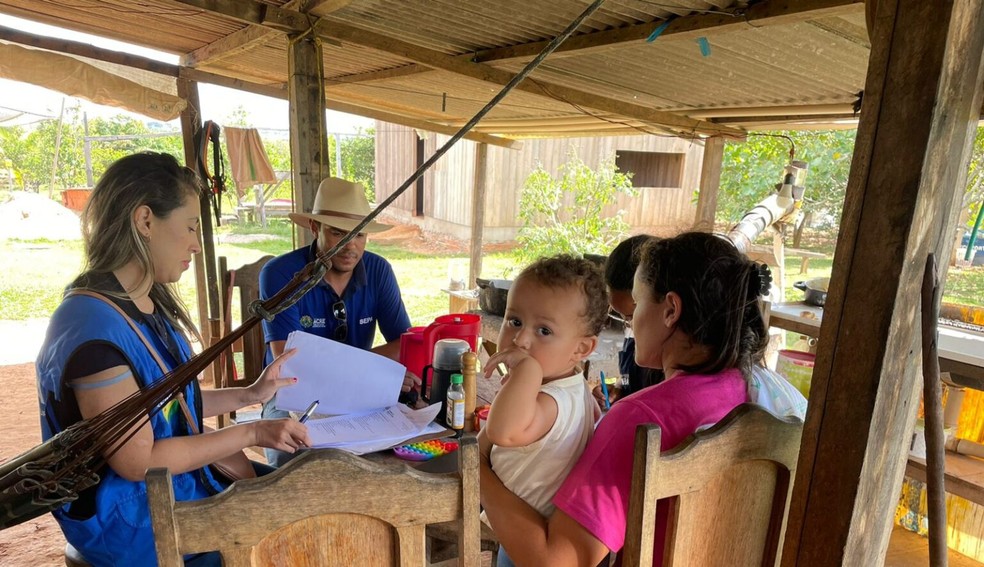 Técnicos da Seinfra, Saneacre e Sepa conversaram com as famílias para levantamento de prioridades — Foto: cedida