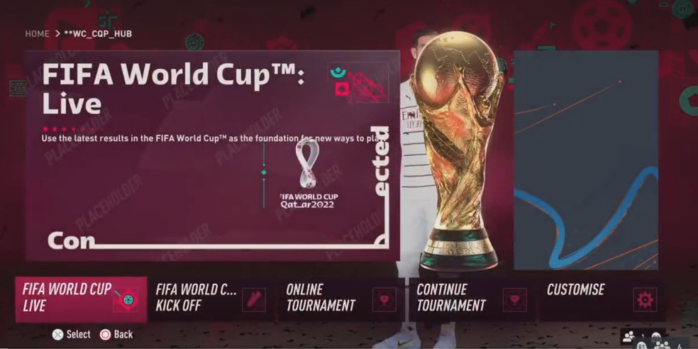 Modo de Copa do Mundo vaza antes da hora em FIFA 23 do PS5 — Foto: Reprodução/Twitter