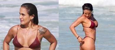 Carol Peixinho curte dia de sol na praia com amigas no RJ; fotos (Dilson Silva/AgNews)