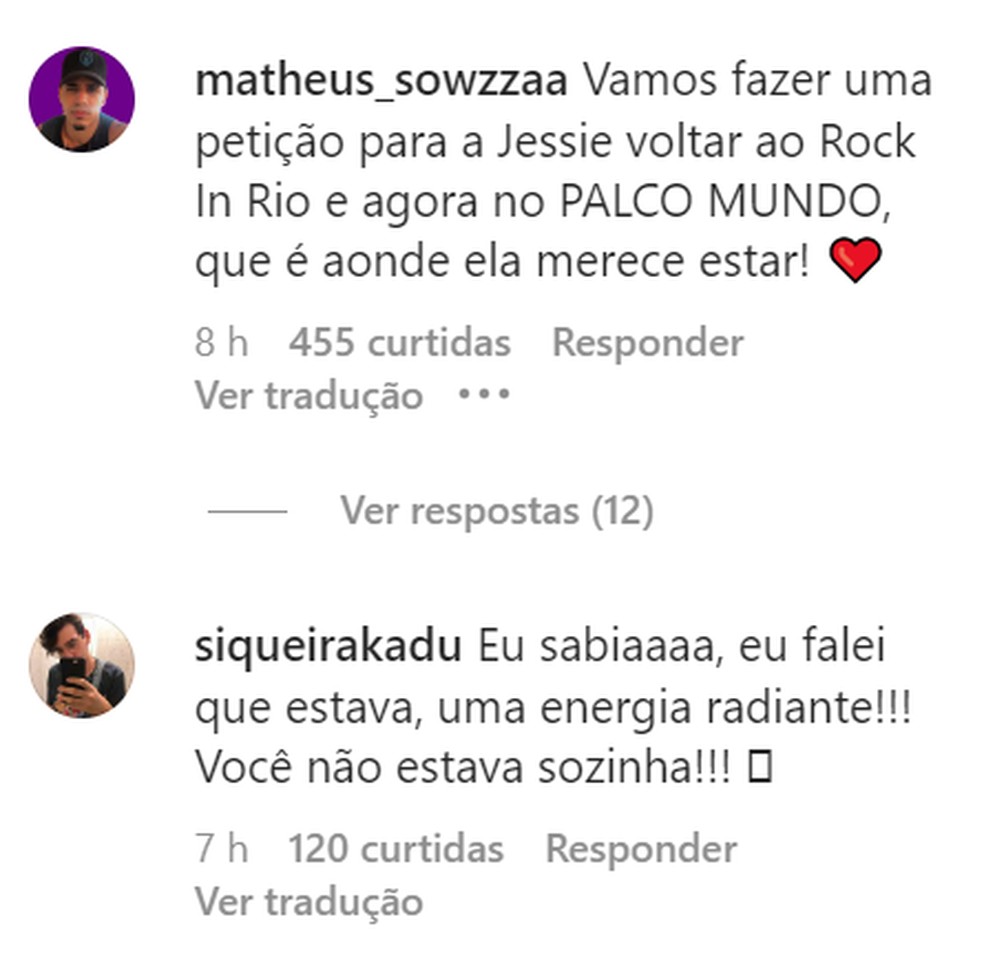 Fãs exaltam força de Jessie J — Foto: Instagram