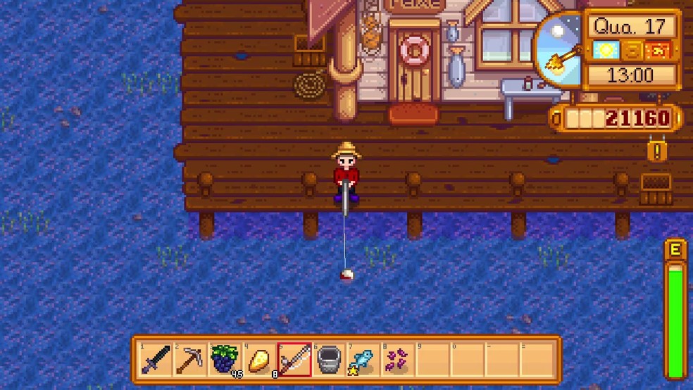 Confira o passo a passo de como pescar com isca no Stardew Valley — Foto: Reprodução/Róbson Martins