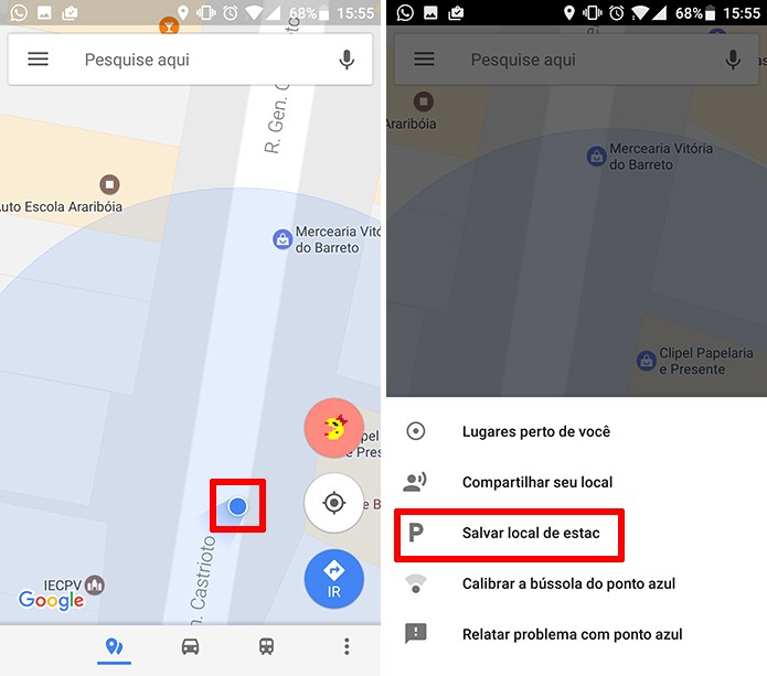 Google Maps permite que usuário salve local de estacionamento no aplicativo (Foto: Reprodução/Elson de Souza)