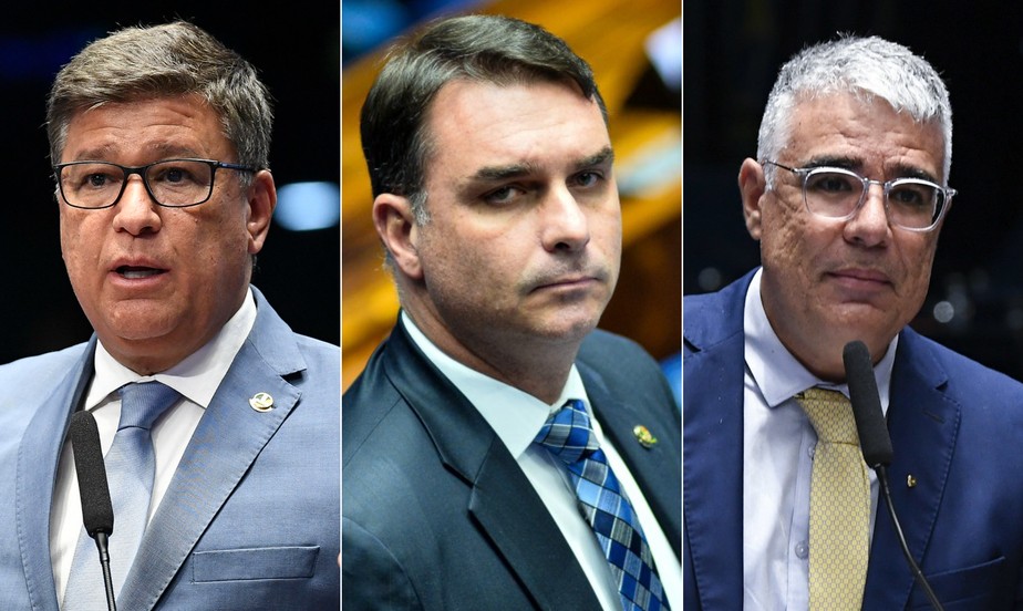 Os senadores Carlos Viana (PL-MG), Flávio Bolsonaro (PL-RJ) e Eduardo Girão (Podemos-CE) votaram contra a intervenção federal no DF