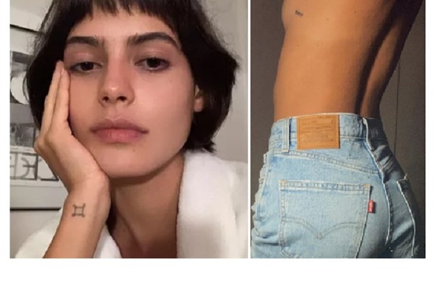 Julia Dalavia, que viverá Guta, posou de topless e postou o registro em seus stories (Foto: Reprodução)