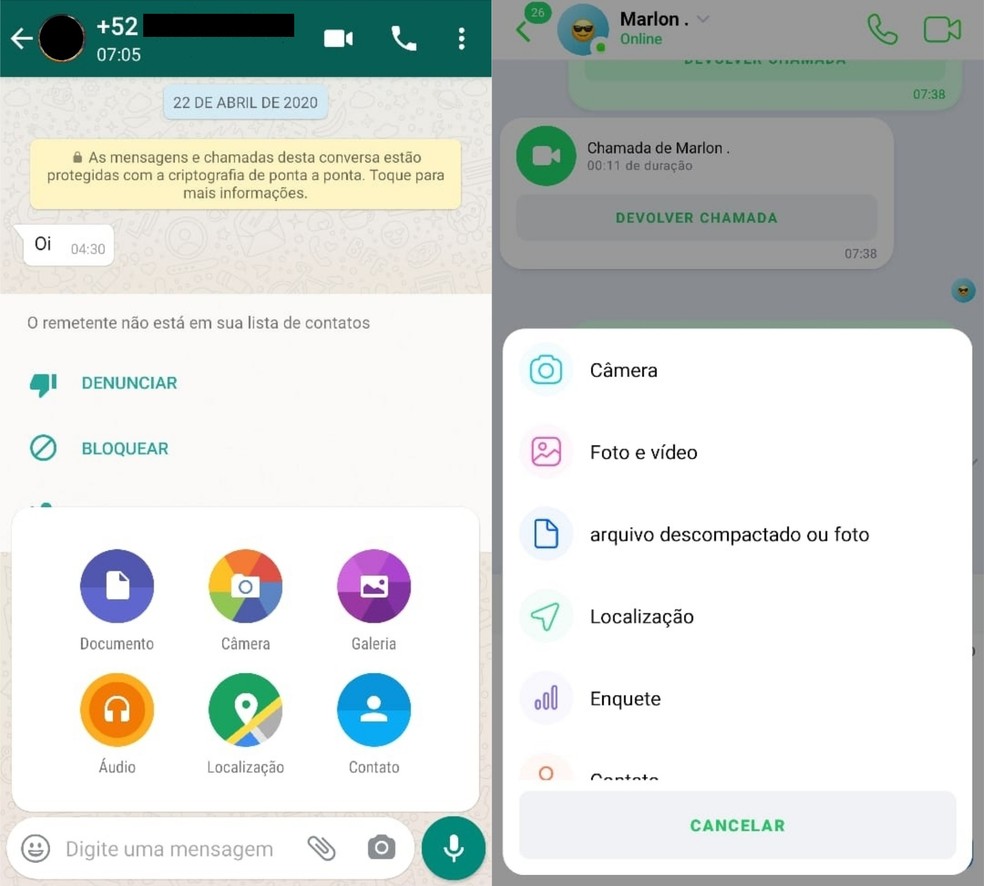 Compare os recursos disponíveis no WhatsApp e no ICQ New — Foto: Reprodução/Clara Fabro