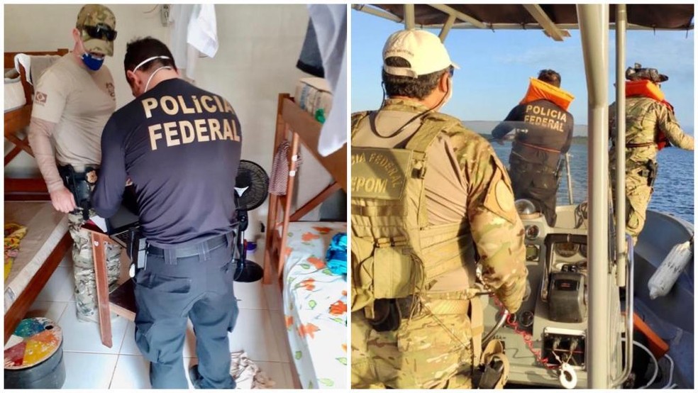 Gepom da Polícia Federal apoiou a operação com deslocamento em lancha — Foto: Ascom PF/Divulgação