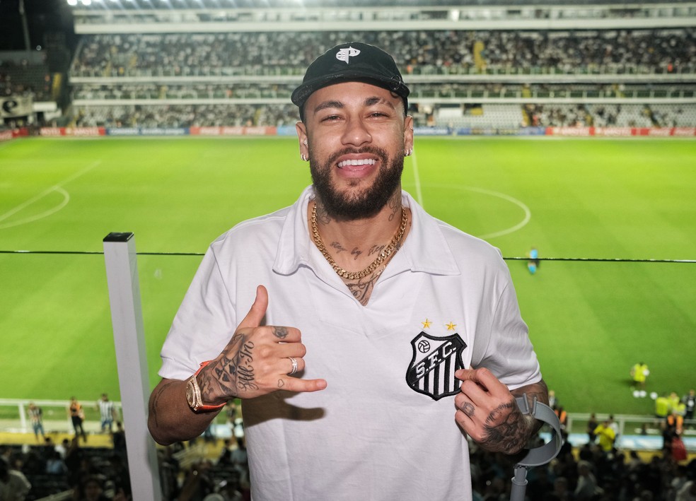 Neymar na Vila Belmiro para Santos x Audax Italiano  Foto: Divulgao/SantosFC