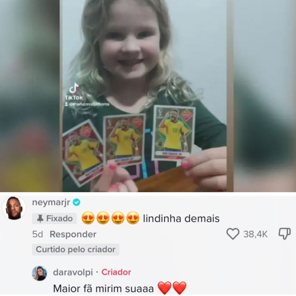 Menina chamou a atenção de Neymar — Foto: Redes sociais/ Reprodução