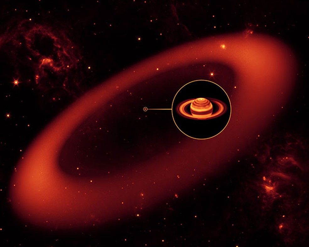 anel desconhecido de Saturno  (Foto: NASA/Caltech)