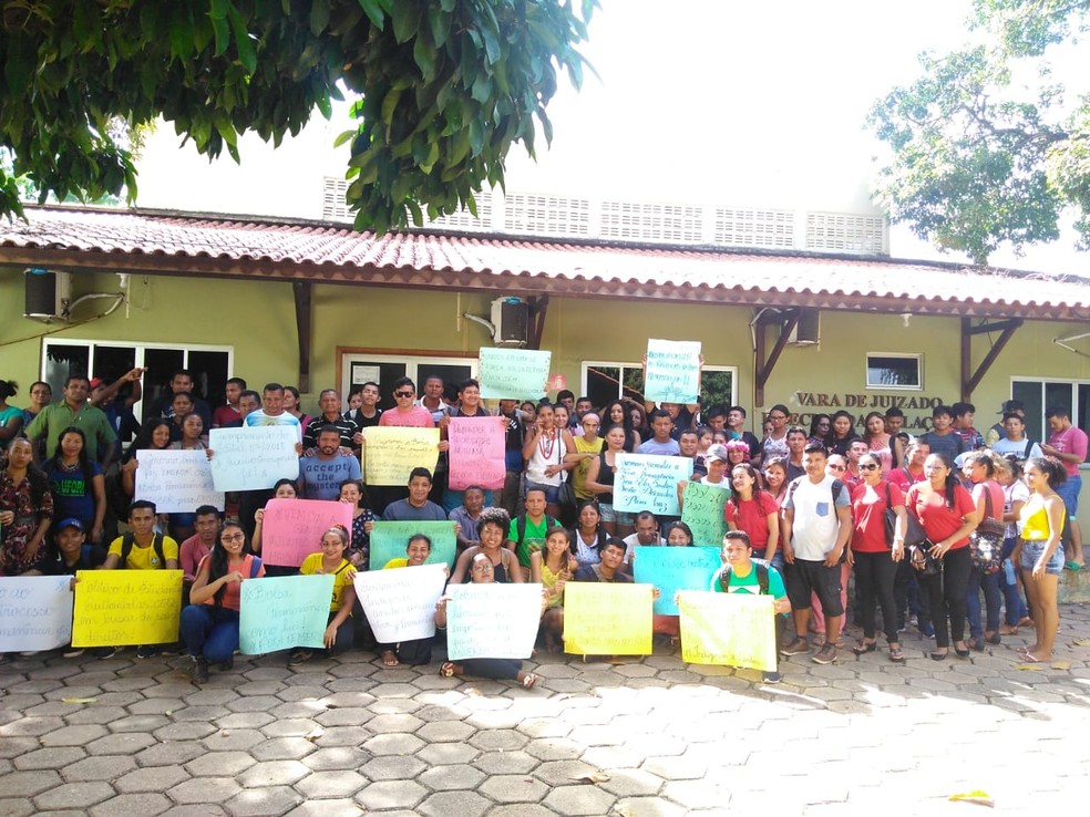 Manifestação de estudantes indígenas e quilombolas na Unidade Rondon, da Ufopa, em Santarém — Foto: Karo Munduruku/Arquivo pessoal