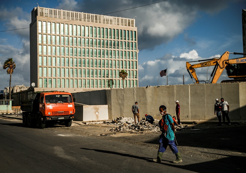Embaixada dos EUA em Havana, Cuba — Foto: Yamil Lage/AFP