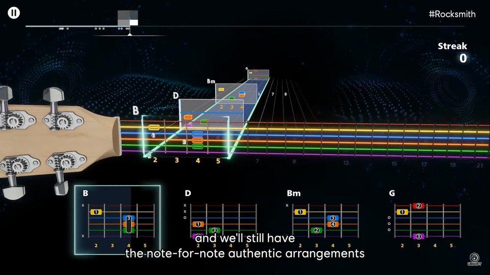 Rocksmith+ tem estilo de Guitar Hero e será um serviço de assinatura para aprender a tocar instrumentos musicais — Foto: Reprodução/E3
