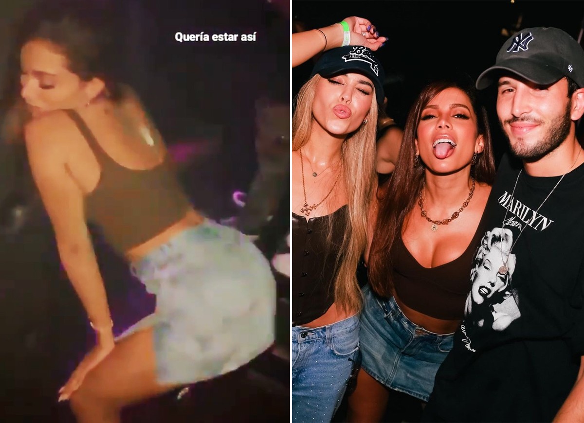 Anitta dança muito ao curtir festa com Danna Paolla e Sebastian Yatra (Foto: Reprodução/Instagram e Nico Milossi)