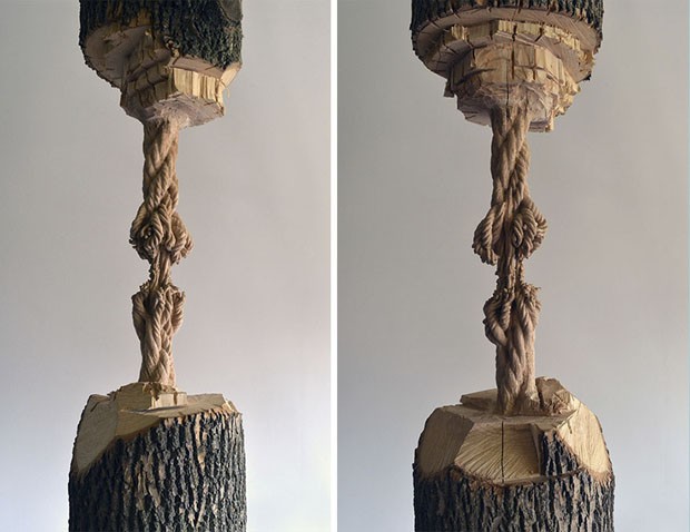Artista canadense transforma troncos de árvore em cordas impressionantes (Foto: Divulgação)
