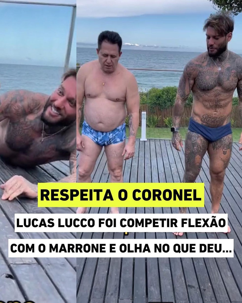 Renato Sertanejeiro mostra vídeo de Marrone e Lucas Lucco — Foto: Reprodução/Instagram