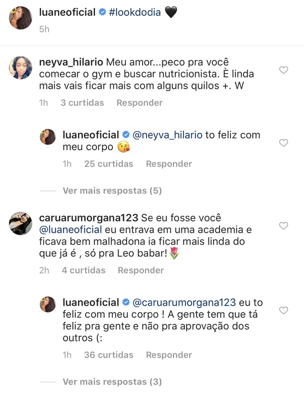 Luane Dias responde seguidores (Foto: Reprodução/Instagram)
