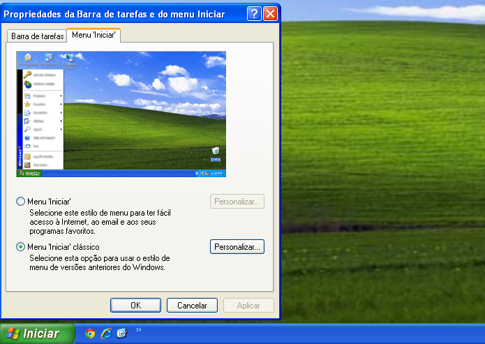 Devolvendo o menu Iniciar clássico no Windows XP (Foto: Reprodução/Edivaldo Brito)