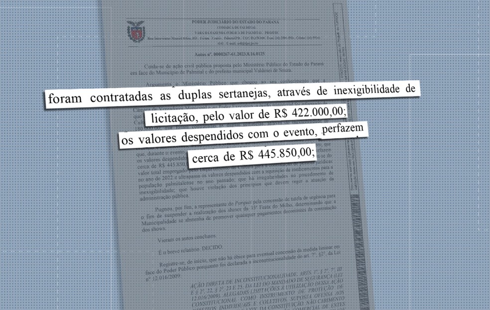Justiça determina cancelamento de shows sem licitação que custariam mais de R$ 400 mil para Prefeitura de Palmital — Foto: Reprodução/RPC