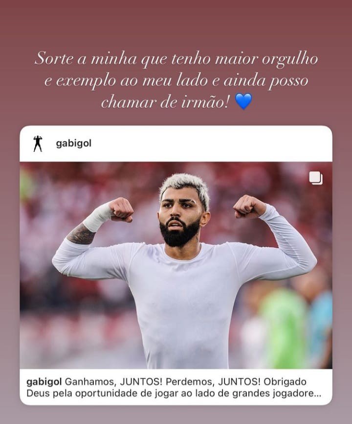 Declaração de Dhiovanna ao irmão nos Stories após final da Libertadores (Foto: Reprodução Instagram)